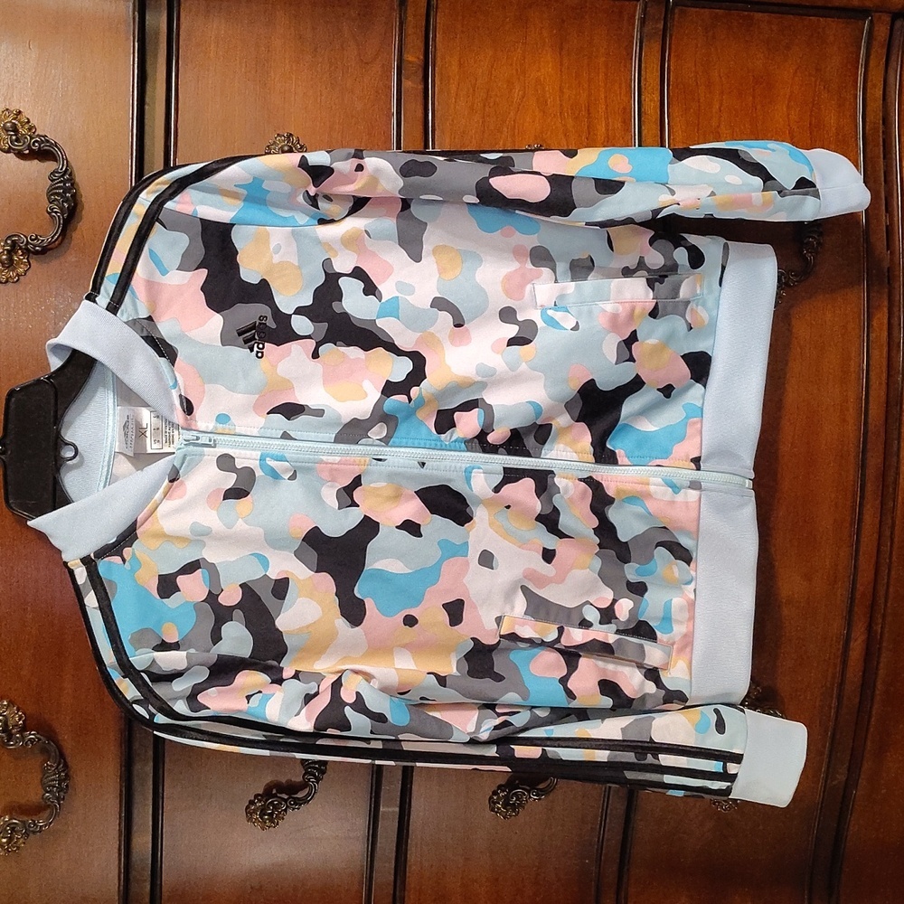 Girls Adidas Colorful Camo Track Jacket sz XL (14) Youth